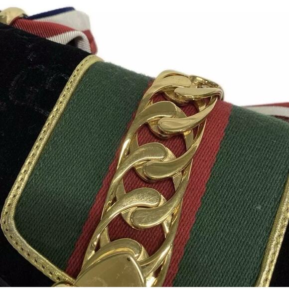 ❌sold❌ Auth GUCCI Sylvie Black Gold Multi Velour Hardware - Shoulder Bag - Picture 16 of 16